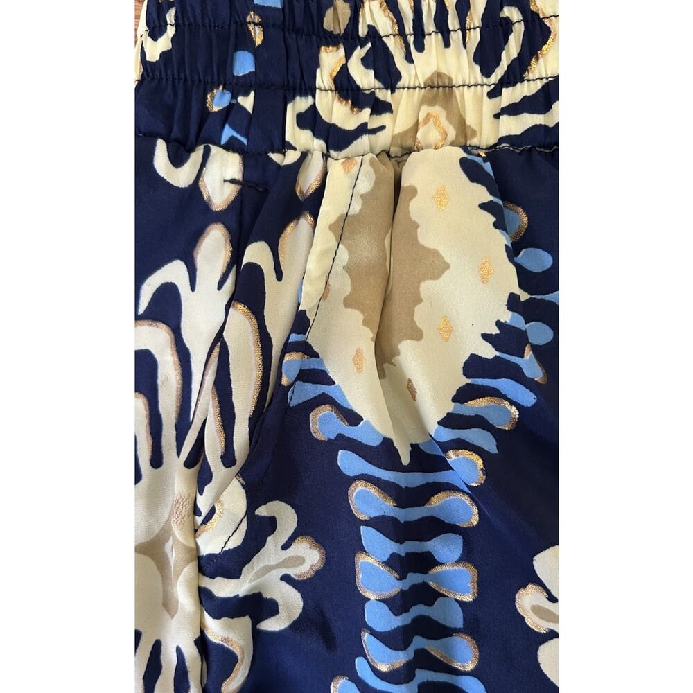 Gold & Silver Paris Wide-Leg Palazzo Pants Womens One Size Blue Gold Lightweight - Picture 11 of 13